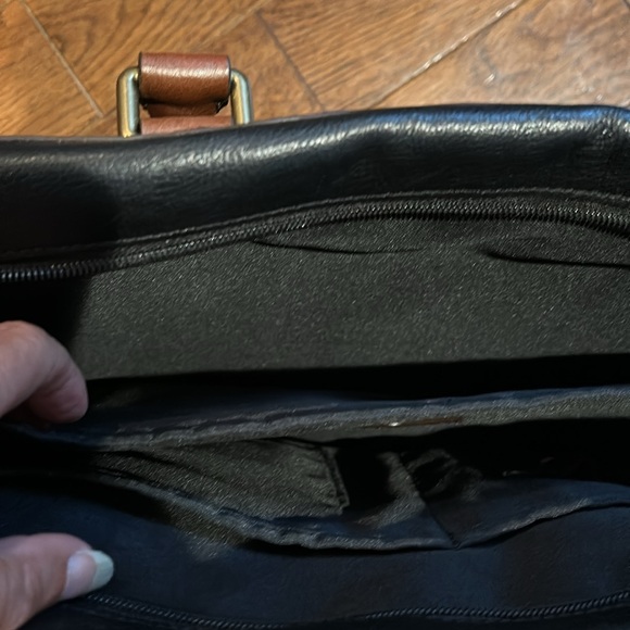 Unisex Fossil Leather Briefcase - Black/Brown- Excellent Condition - Picture 9 of 15